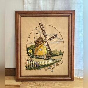 VINTAGE Windmill Crewel
